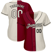 Custom Crimson Cream-Black Authentic Split Fashion Baseball Jersey