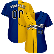 Custom Royal Black-Yellow Authentic Split Fashion Baseball Jersey