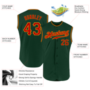 Custom Green Red-Gold Authentic Sleeveless Baseball Jersey