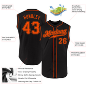 Custom Black Orange Authentic Sleeveless Baseball Jersey