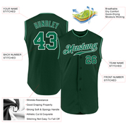 Custom Green Kelly Green-White Authentic Sleeveless Baseball Jersey