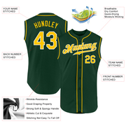Custom Green Gold-White Authentic Sleeveless Baseball Jersey