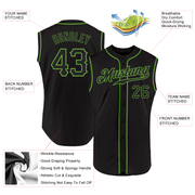 Custom Black Black-Neon Green Authentic Sleeveless Baseball Jersey