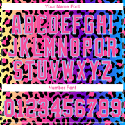 Custom Women's Purple Pink-Light Blue Leopard 3D V-Neck Cropped Baseball Jersey