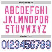 Custom Women's White Light Blue Black-Pink V-Neck Cropped Baseball Jersey