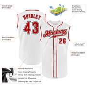Custom White Red-Black Authentic Sleeveless Baseball Jersey