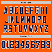 Custom Orange Navy-Gold Mesh Authentic Throwback Football Jersey