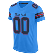 Custom Powder Blue Navy-Red Mesh Authentic Football Jersey