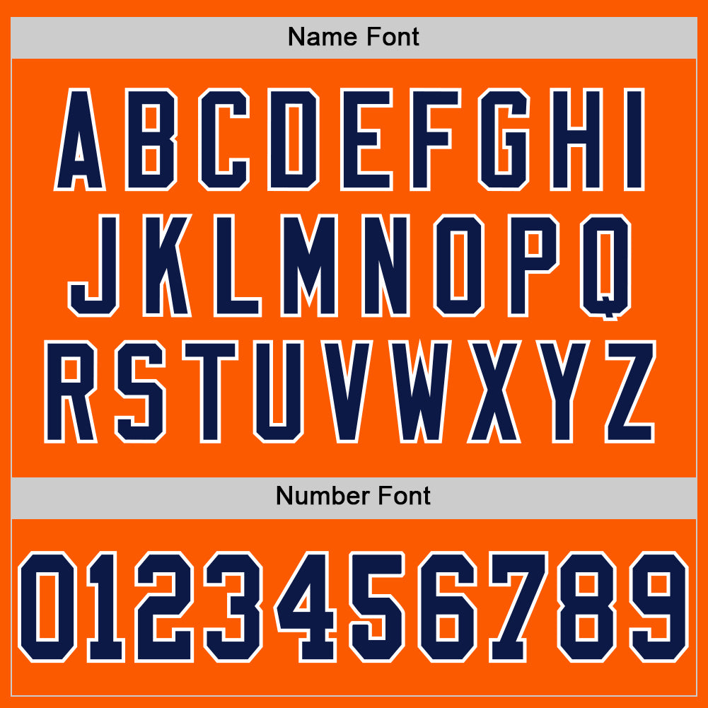 Custom Orange Navy-White Mesh Authentic Throwback Football Jersey