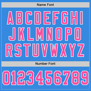 Custom Powder Blue Pink-White Mesh Authentic Throwback Football Jersey