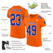 Custom Orange Royal-White Mesh Authentic Football Jersey