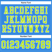 Custom Powder Blue Neon Green-White Mesh Authentic Football Jersey