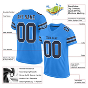 Custom Powder Blue Navy-White Mesh Authentic Football Jersey