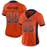 Custom Orange Navy-White Mesh Drift Fashion Football Jersey