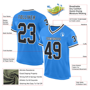 Custom Powder Blue Black-White Mesh Authentic Throwback Football Jersey
