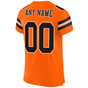 Custom Orange Black-White Mesh Authentic Football Jersey