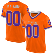 Custom Orange Purple-Gray Mesh Authentic Throwback Football Jersey