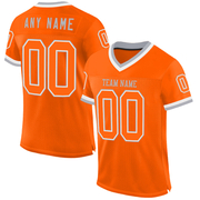 Custom Orange White-Gray Mesh Authentic Throwback Football Jersey