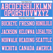 Custom Powder Blue Hot Pink-White Mesh Authentic Football Jersey