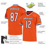 Custom Orange White-Navy Mesh Authentic Throwback Football Jersey