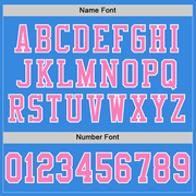Custom Powder Blue Pink-White Mesh Authentic Football Jersey