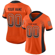 Custom Orange Black-White Mesh Drift Fashion Football Jersey