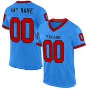 Custom Powder Blue Red-Black Mesh Authentic Throwback Football Jersey
