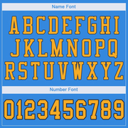 Custom Powder Blue Gold-Navy Mesh Authentic Football Jersey