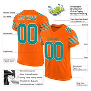 Custom Orange Aqua-White Mesh Authentic Football Jersey