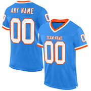 Custom Powder Blue White-Orange Mesh Authentic Throwback Football Jersey