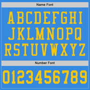 Custom Powder Blue Gold Mesh Authentic Throwback Football Jersey