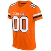 Custom Orange White-Black Mesh Authentic Football Jersey