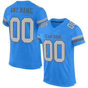 Custom Powder Blue Gray-Steel Gray Mesh Authentic Football Jersey