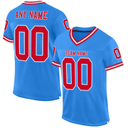 Custom Powder Blue Red-White Mesh Authentic Throwback Football Jersey