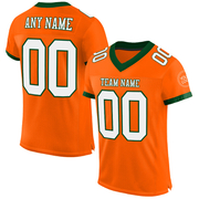 Custom Orange White-Green Mesh Authentic Football Jersey
