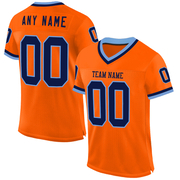 Custom Orange Navy-Light Blue Mesh Authentic Throwback Football Jersey