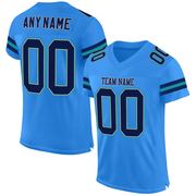 Custom Powder Blue Navy-Aqua Mesh Authentic Football Jersey