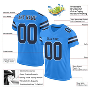 Custom Powder Blue Navy-White Mesh Authentic Football Jersey