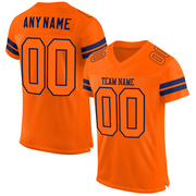Custom Orange Orange-Navy Mesh Authentic Football Jersey