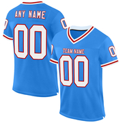 Custom Powder Blue White-Red Mesh Authentic Throwback Football Jersey