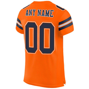 Custom Orange Navy-White Mesh Authentic Football Jersey