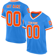 Custom Powder Blue Orange-White Mesh Authentic Throwback Football Jersey