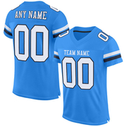 Custom Powder Blue White-Navy Mesh Authentic Football Jersey