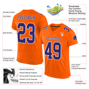 Custom Orange Purple-White Mesh Authentic Football Jersey