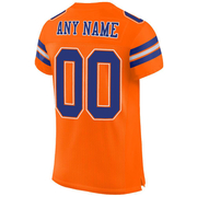 Custom Orange Royal-White Mesh Authentic Football Jersey