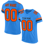 Custom Powder Blue Orange-Black Mesh Authentic Football Jersey