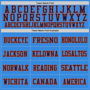 Custom Powder Blue Navy-Orange Mesh Authentic Throwback Football Jersey