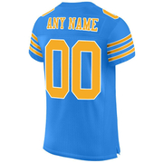Custom Powder Blue Gold-White Mesh Authentic Football Jersey