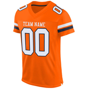 Custom Orange White-Navy Mesh Authentic Football Jersey
