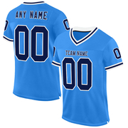 Custom Powder Blue Navy-White Mesh Authentic Throwback Football Jersey